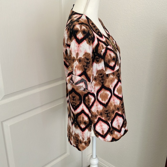 Ellen Tracy 100% linen tunic multicolor blouse Size: PS but feels like size S - Picture 5 of 10